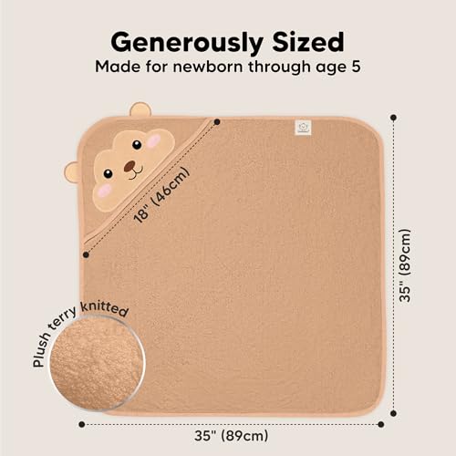 Image of KeaBabies Hooded Baby Towel for Newborn, Baby Bath Towels (Monkey, 35x35) | Viscose Derived from Bamboo, Large Baby Towels with Hood, Boys, Girls, Toddler, Soft Absorbent Baby Bath Essentials