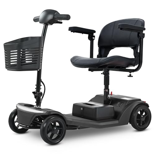 Discover Mobility Pilot 2026 Design Portable Mobility Scooter 4mph 136kg Weight Capacity LED Headlight Removable Battery (Black)