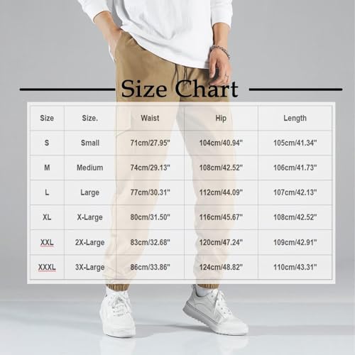 Drawstring Cargo Pants Men Solid Pockets Elastic Waist Long Joggers Trousers Elastic Waist Workout Trouser Pants3
