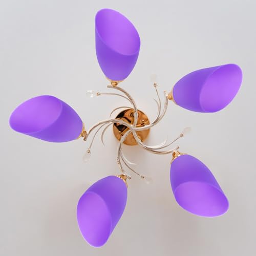 Image of Holibanna Horseshoe Lampshade Colored Plastic Lamp Shade Replacement Medium Hole Horseshoe Shape Lampshade for Multi-Head Stand Up Floor Table Wall Lamp (42mm, Purple)
