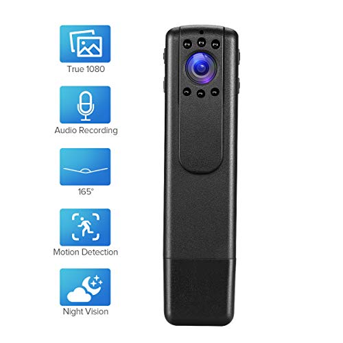 Preisvergleich Produktbild Boblov Kleiner Körper-Kamera, HD 1080P, tragbare Körperkamera mit Audio, Nachtsicht, Bewegungserkennung, Loop-Aufnahme, Speichererweiterung, max. 128 GB