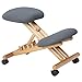 IDIMEX Tabouret Ergonomique Bormio siège Ajustable Repose Genoux Chaise sur roulettes sans Dossier Posture Droite Relaxation Massage, Structure en Bois et Assise rembourrée en Tissu Gris