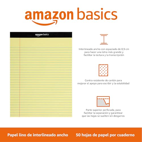 Miniatura 2 de Amazon Basics Bloc de notas legales, 50 Unidad, Paquete de 12, letter diseño de Canary