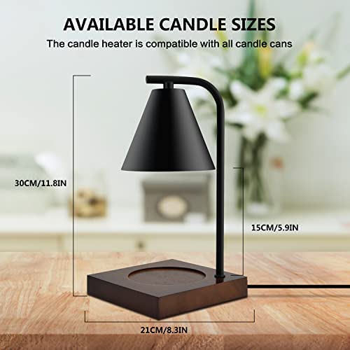 Sokcvsea Fragrance Candle Warmer Lamp - Home Decor Candle Warmer Jar Candle Warmer Lamp Vintage Metal Wooden Base (Square Black) #TOP4