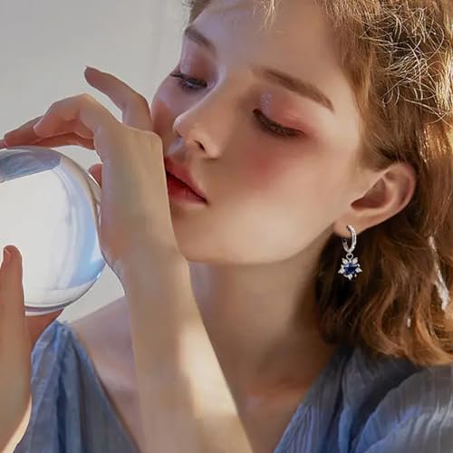 Blue Star Earrings for Women - Sterling Silver Hoop Huggie Earrings Hypoallergenic White Dark Blue Cubic Zirconia Star Moon Sun Earrings Jewelry Gifts for Teen Girls for Christmas4