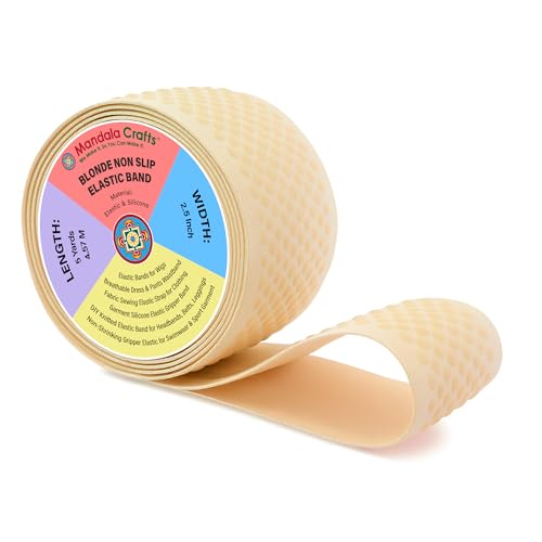 Mandala Crafts 2.5 Inch Blonde Non Slip Silicone Gripper Elastic Band