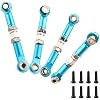 2 Pairs Upgrade Steering Linkage 16431 Adjustable Pull Rod Linkages Arm Tie Rod,Replacement Spare Parts for H16BM H16PL H16DR H14BM 14210 JC14EP HP474 HP141S RC Trucks Blue