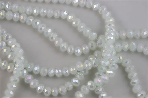 Chinese Crystal Glass Beads Faceted Rondelle 6mm White Agate AB (3613)
