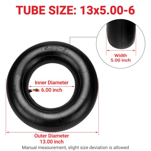GREHUA 13x5.00-6 Inner Tube Replacement for Razor Dirt Quad (Versions 1-18) SK100 Go Kart Wagons Lawn Mowers Yard Tractor Hand Trucks ATVs, Heavy Duty 5.00-6 Tire Tube with TR87 Bent Valve Stem