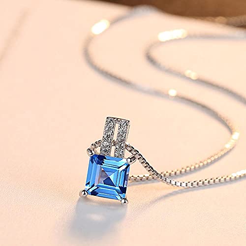 Collier topaze bleue et pendentif carré, le cadeau de bijoux idéal - 3