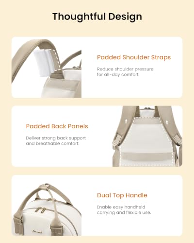 Image of LOVEVOOK Laptop Backpack for Women with Giant Tumbler Holder Pocket, 15.6 inch Laptop Computer Bag Travel Backpack Purse, Waterproof Work Nurse Teacher Bag College School Bookbag, Khaki & Beige