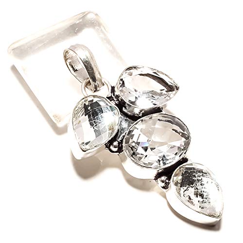Pendentif en topaze blanche anti-ternissement argent 925