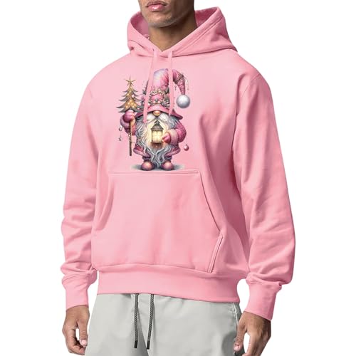 Pink Grumpy Graphic Hoodies for Men Christmas Sweatshirts Long Sleeve Lightweight Shirts Holiday Party Pullover Tops2