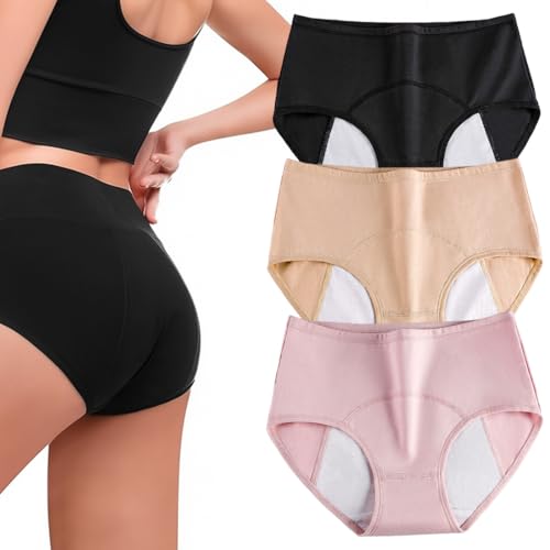 YOFDAL 3er Pack Inkontinenz slip damen, Periodenunterwäsche drywear slip damen inkontinenz für Leichte Bis Mittelschwere Inkontinenz
