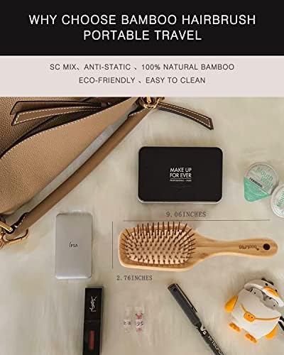 BFWood Bamboo Handle with Bamboo Bristles Paddle Hairbrush for Massaging Scalp - Big Handle