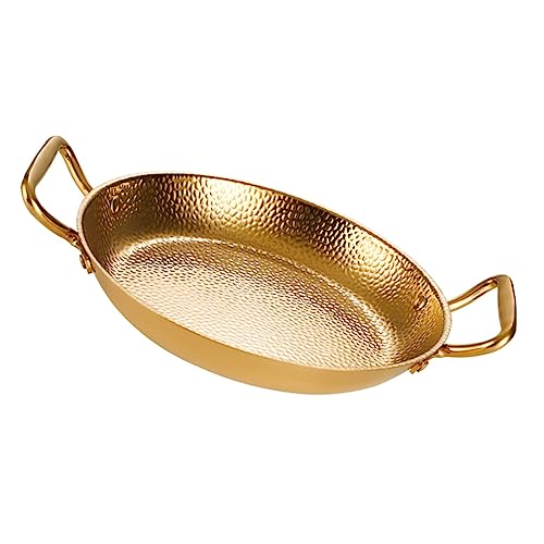 Ipetboom Sartén Inoxidable para Cocina Olla de Paella con Doble Asas Compatible con Cocinas de Inducción para Uso Diario y Preparación de Verduras