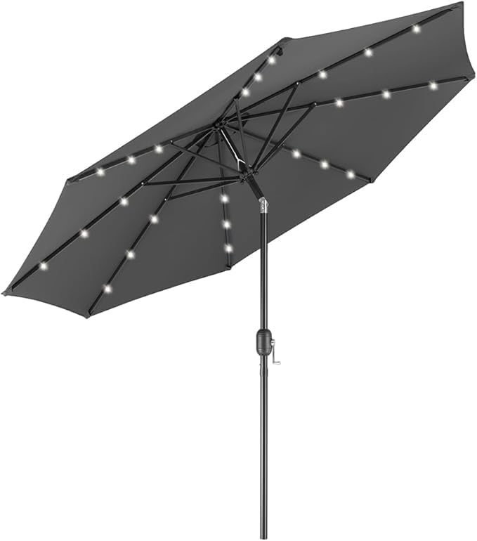 Ombrellone Da Giardino BAKAJI 3x3 Mt Con Luce Solare - Palo Laterale, Acciaio, Anti UV - Foto 3