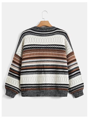 Image of MakeMeChic Women's Striped Sweaters Halloween Vintage Grandpa Sweaters
