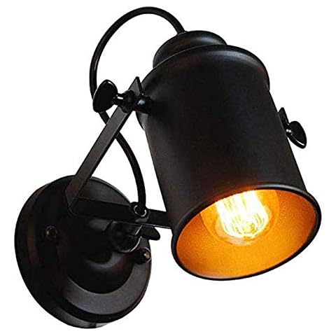 Retro Industrielle Wandleuchte Schwarz Vintage Wandlampe Innen Industrielampe Strahler Schwenkbar Metall Wandleuchten Deckenlampe Cover