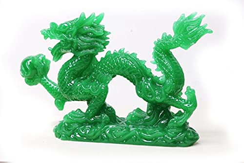 Estatua decoración dragón chino feng shui verde jade miniatura 3