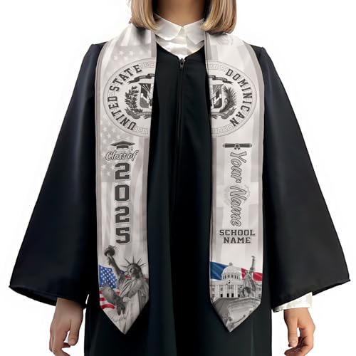 MonkeyVan Personalized Dominican Republic Graduation Sash,Custom Dominican American Flag Stole 2025,Dominican Graduation Sash S99