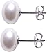 KeepRepel D?AMA Sterling Silver Stud Earrings, Button Freshwater Cultured Pearls AAA Quality (7.0-7.5mm)