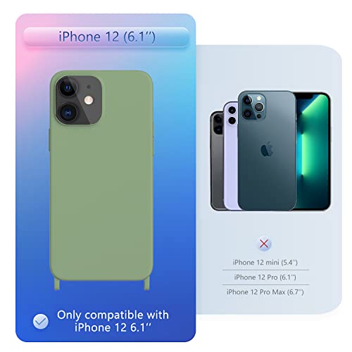 Image of Compatible with iPhone 12 Case with Lanyard Crossbody iPhone Case with Strap Adjustable Shockproof Drop Protection Silicone Phone Cover for iPhone 12 6.1'' Mint Green