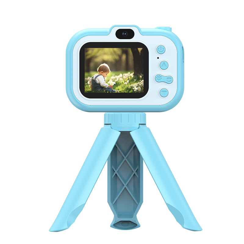 Kids Camera Gift for 3-8 Year Old Girls Boys,Children Handheld Digital Video Camera with Cartoon Soft Silicone Cover, Best Chritmas Birthday Festival Gift for Kids - 32G SD Card Included (Blue)