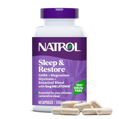 Natrol Sleep & Restore Magnesium and Melatonin 5 mg Sleep Aid 60 Capsules