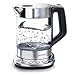 Arendo - Hervidor de Agua con control de temperatura - Función de retención de calor - Capacidad 1,5 litros - robusto vidrio borosilicato - estación base de acero inoxidable
