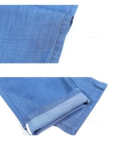Men's Straight Jeans Classic High Waist Ice Silk Drape Business Loose Denim Pants4