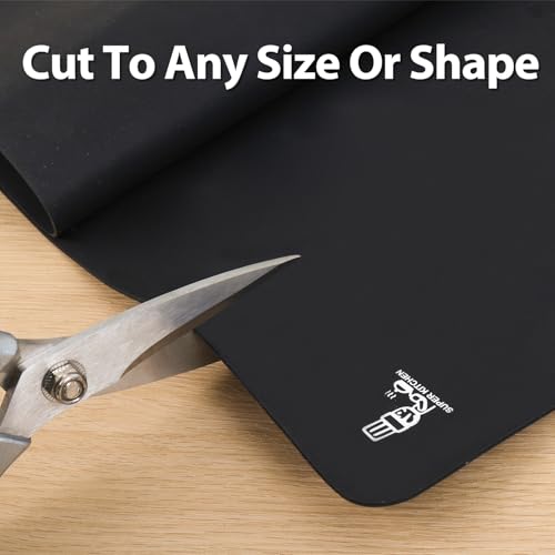 Foto von SUPER KITCHEN Antihafte Rutschfeste Backunterlage/Backmatte Silikon Groß Ausrollmatte Teigmatte Silikonmatte Backfolie Arbeitsmatte für Gebäck, Pizza Fondant, Matte, BPA Frei (Schwarz, 60x40cm)