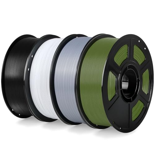 Image of 3D Printer ASA Filament Bundle, Neatly Wound 3D Printing Filament 4kg (2.2lbs),ASA Filament 1.75mm Dimension Accuracy + /- 0.02mm, 3D Printer Filament ASA Black White Gray Army Green