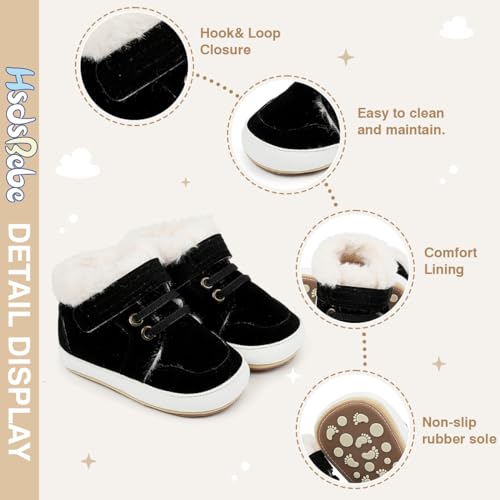 Image of HsdsBebe Baby Boys Girls Pu Leather Hard Bottom Walking Sneakers Toddler Rubber Sole First Walkers Infant Cartoon Slippers Crib Shoes