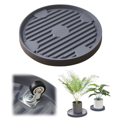 ZHYUAN 22cm Rollender Pflanzenständer,Rund Rollbrett Pflanzen,Untersetzer Mit Rollen Für Pflanzentopf,Kunststoffe Pflanzenroller,Pflanzenständer rund Blumentopf,Pflanzenroller Outdoor(grau)