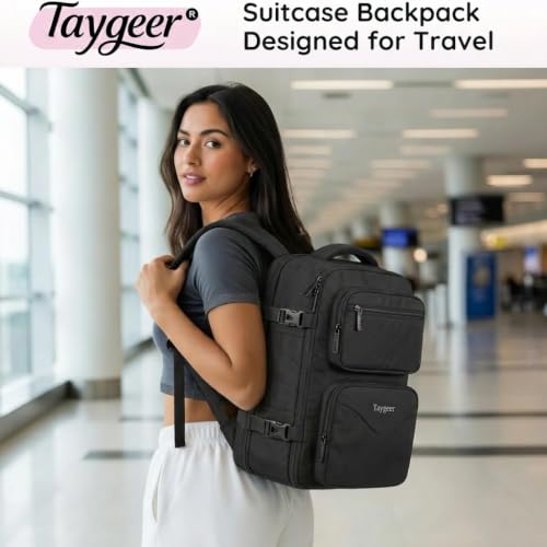 Image of Taygeer Mochila De Viaje Para Hombre, TSA Travel Laptop Backpack for Men | Carry on Bag, Fits 15.6 Inch Laptop, Shoe Pouch, Water Bottle Pocket, Travel Gift for Men Business Work Black