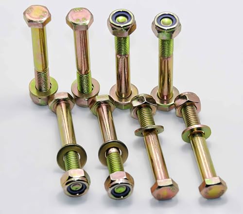 Image of M10 x 70mm Hex Head Bolt and Nylon Lock nut Flat Washer Assortment Kit by Color Galvanization,Alloy Steel,Grade 8.8.(8pcs Pack) by Metalsuberg