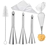 Puff Cream Filling Piping Tip, 3 PCS Long Donut Filler Injector with 50 Disposable Pastry Piping Bags and Injector Tip Cleaning Brush, Cream Puff Filling Nozzles Cupcake Filler Tool for Donuts Eclairs