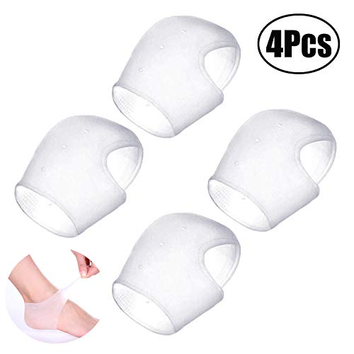 JZZJ 2 Paires Chaussettes à Talons en Gel Silicone Hydratant Protecteur de Soin pour Les Pieds Coussin Talon Cheville Le Soulagement de la Douleur, 4 Pièces