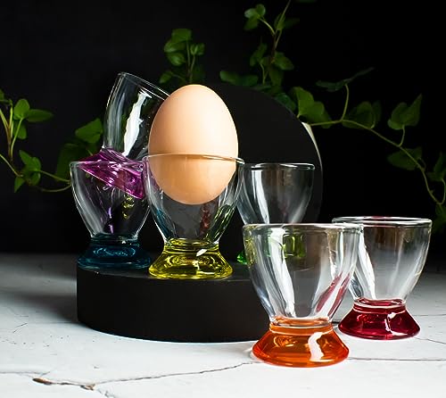 Sendez 6 Bunte Eierbecher aus Glas Eierständer Eierhalter Glaseierbecher – Bild 4