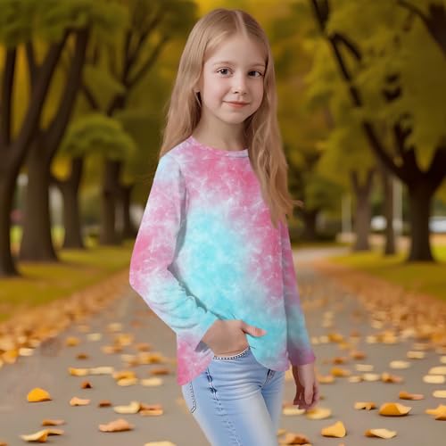 Shirts for Girls Long Sleeve Cute Clothes Outfits Fall Crewneck Tops Comfy Shirts for Teens Trendy Tie Dye 3-14 Years2