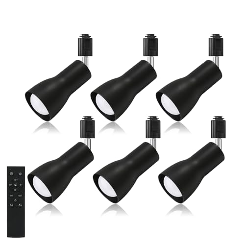 Allegro Lighting ダクトレール用 スポットライト ダクトレールライト E26 LED電球付き 60W リモコン付き ダクトレール用照明器具 ライティングレール 照明 ダクトレール ライト (ブラック, 器具*6+調光調色60W形相当電球*6