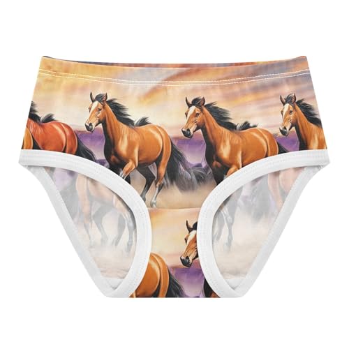 Flower Girls Underwear Toddler 2t Cotton Panties for Girl Wild Horses Running Dusty Kids Briefs Undies