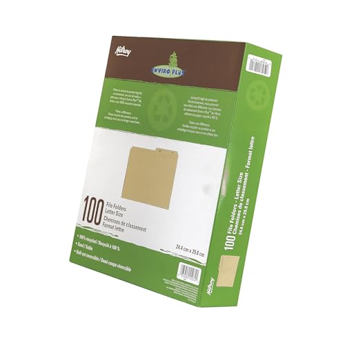 Hilroy Enviro-Plus Recycled File Folders, Letter Size, 100 Per Box, Sand Colour (55074) image 2
