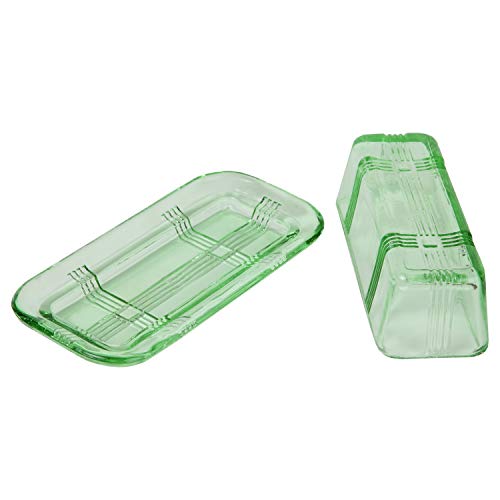 Trenton Gifts Green Depression-Style Glass Butter Dish, Retro Kitchen Decor, Wedding Gift