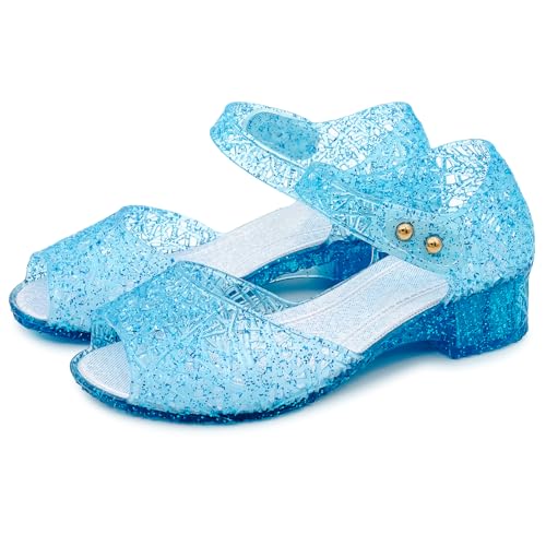 Image of techcity Princess Girls Sandals Dress Up Dance Party Cosplay Jelly Shoes for Kids Toddler Mary Janes