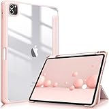 Fintie iPad Pro 11 ケース 2022/ 2021/ 2020/2018 11インチ 透明バックカバー Apple Pencil 収納可能 Apple Pencil 2 ワイヤレス充電対応 三つ折スタンド スリープ機能 軽量 薄型 傷つけ防止 PU合成レザー TPU (モデル番号A2435、A2759、A2761、A2762)(ローズゴールド)