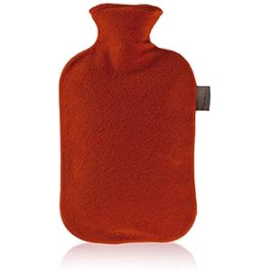 Fashy 6530 warmwaterkruik met vliesbekleding 2 L, kleur kersenrood