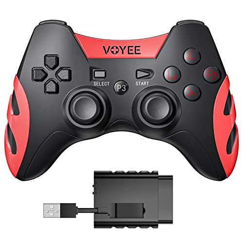 Image of VOYEE WE-07P Wireless PC Controller, Game Controller for PC PS3 PS2 Dualshock Joystick for Laptop PC Gaming, Wireless PC Gamepad (Red)