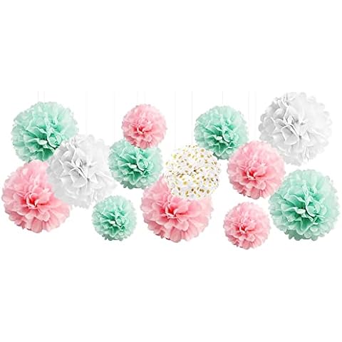 YBwanli Wedding Decoration, Tissue Paper Pompom Decoration, Bride to Be Decoration, Pastel Decoration, Birthday, Tissue Paper Pink. What you think is blooming in front of your eyes, 13 pieces Cover